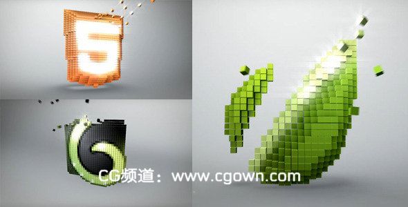 方块汇聚LOGO Videohive Voxel Channel- AE工程