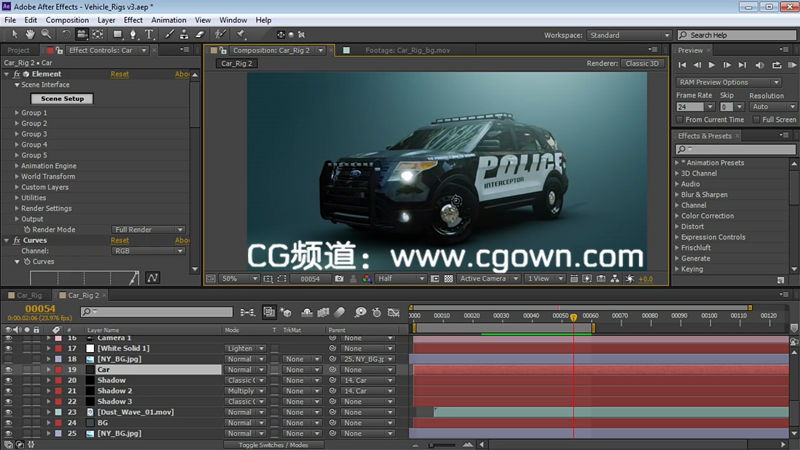 AK新教程Element 3D V1.6简单汽车绑定教程Simple Car Rigging Tutorial for Element 3D