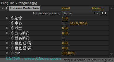 AE 镜头畸变校正插件 ft-Lens Distortion v7.1 CS5~CS6汉化