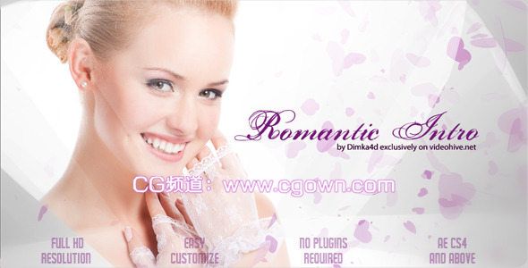 videohive romantic intro浪漫心型过渡婚礼开场AE模板