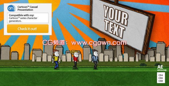 AE模板卡通片頭Cartoon Casual Typography Presentation