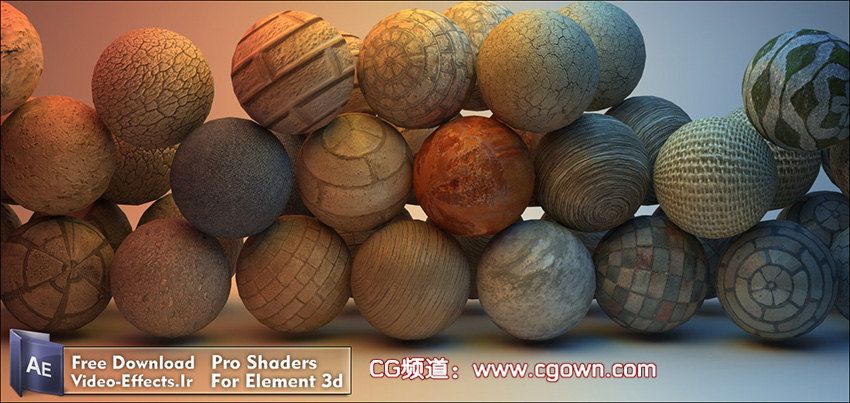免費材質(zhì)Free ProShaders for Element 3D (VE Collections)