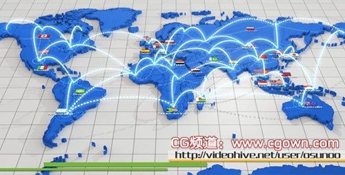 AE模板 World Network Connection超炫的世界网络连线