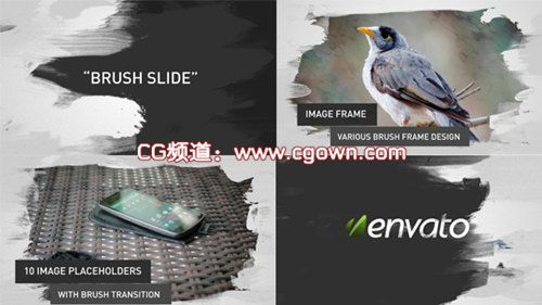 AE模板 Videohive Brush Image/Video Slides筆刷效果相冊幻燈片
