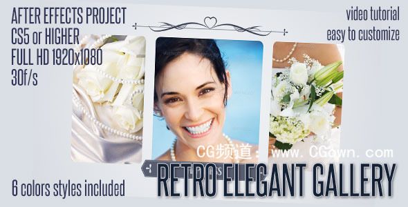 優(yōu)雅的復古婚禮畫廊Videohive Elegant Retro Gallery AE模板