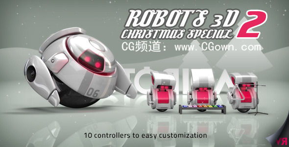 3D机器人圣诞送礼Videohive Robots 3D Christmas Special II AE模板