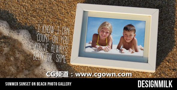 夏季日落海灘照相冊Videohive Summer Sunset on Beach Photo Gallery AE模板