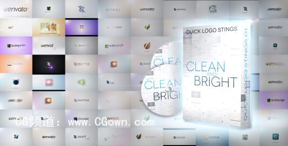 AE模板-14种简明标志演绎工程包 Quick Logo Sting Pack 01: Clean & Bright
