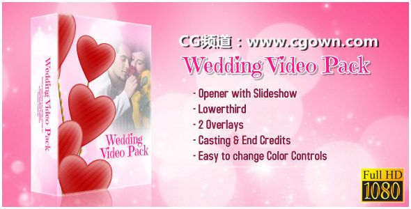 粉紅婚禮視頻包裝Videohive Wedding Video Package AE模板