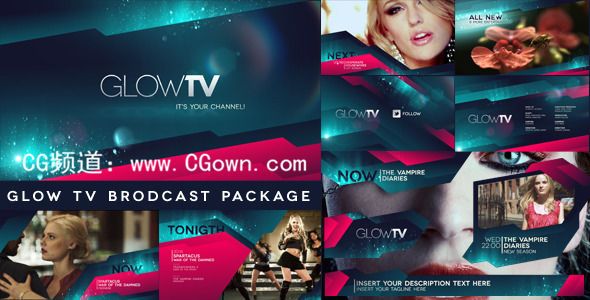 AE模板-4种色彩风格时尚夜光电视频道栏目片头信息栏包装Videohive TV Package