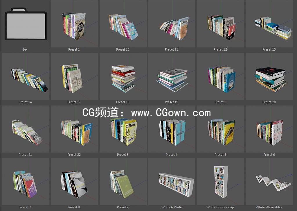 cinema4d书架书本3d模型预设文件与vrayforc4d材质贴图