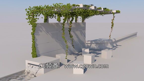 C4D创建一个小道中常春藤植物教程