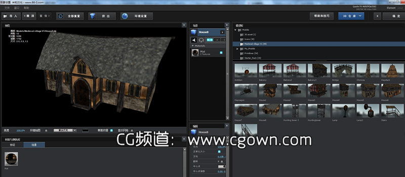 E3D中世紀(jì)村莊建筑模型包Medieval Village pack for Element 3D