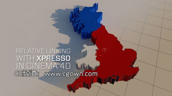 C4D使用XPresso制作相对链接地图包装教程