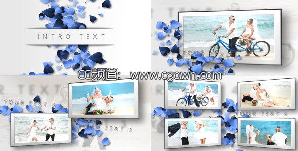 心-純潔婚禮幻燈片 Hearts Clean Wedding Slideshow AE模板