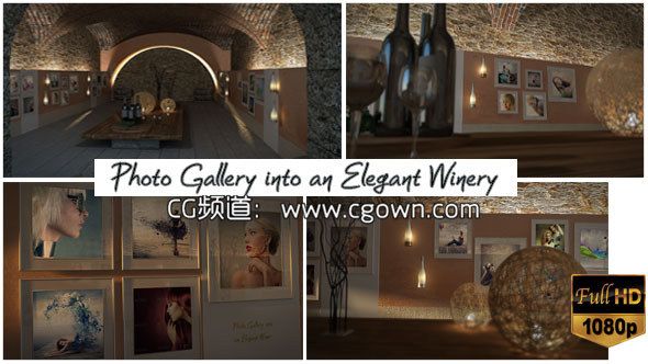優(yōu)雅酒莊照相館Videohive Photo Gallery In An Elegant Winery AE模板