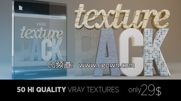 150种材质预设RenderKing – Vray Texture Pack v.2 for C4D (R12 – R15)