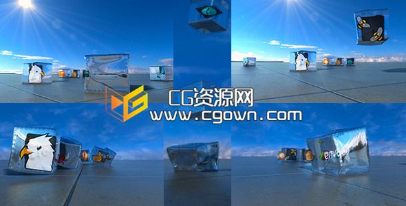 玻璃盒子LOGO弹跳动画Videohive Bounce AE模板