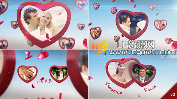 心型框架畫廊Videohive Heart Frame Gallery AE模板