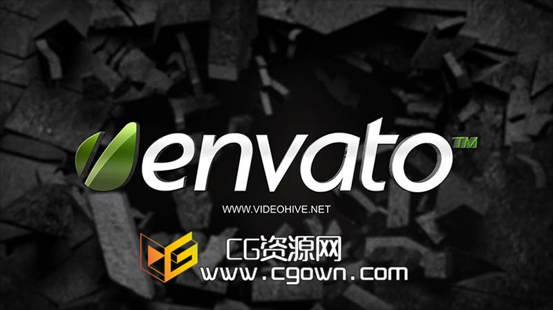 标志突破墙而出Videohive Logo Breakthrough AE模板