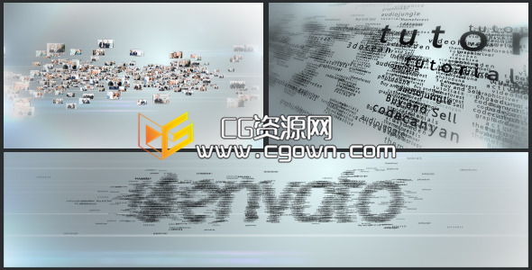 多個視頻圖片文字匯聚成標志 Multi Video & Multi Text Logo Formation AE模板