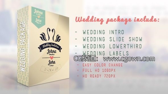 美麗的婚紗包 婚宴套餐Videohive Wedding Package AE模板