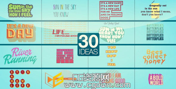 30種文字創(chuàng)意排版 VideoHive 30 Text Ideas AE模板