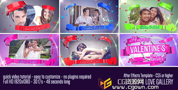 愛的標簽 優(yōu)雅溫柔的照片或視頻展示 VideoHive Love Gallery AE模板