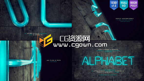 霓虹燈字母和數(shù)字 VideoHive Neon Alphabet & Numbers AE模板