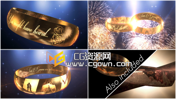 結婚戒指邀請 Videohive Wedding Ring Invitation – E3D AE模板