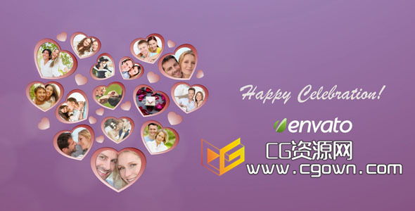 心型相框婚禮相冊 Videohive Heart Picture Frames AE模板