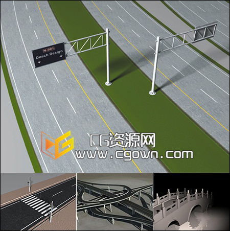 3ds max 立交桥 高速公路 3D模型 Road and Bridge