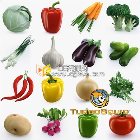 多种蔬菜3D模型 TurboSquid – Collection of Vegetables
