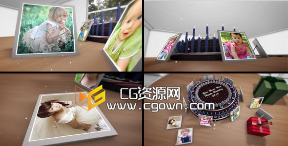 寶寶生日快樂記錄相冊 Videohive Happy Birthday AE模板