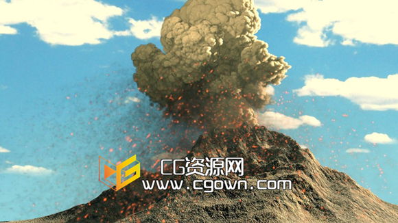 c4d插件Turbulence FD制作火山爆发合成特效教程 Volcano cinema 4d tutorial