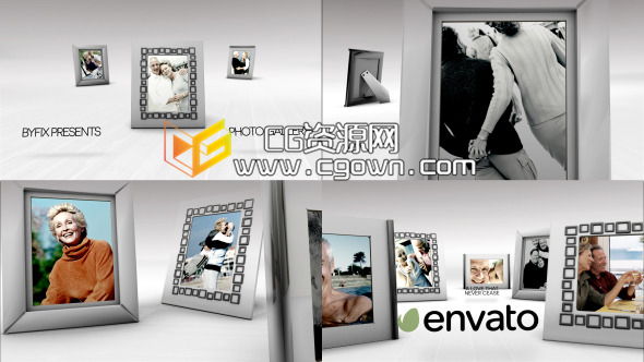 經(jīng)典黑白照片畫廊 周年紀(jì)念 Videohive White Photo Gallery AE模板