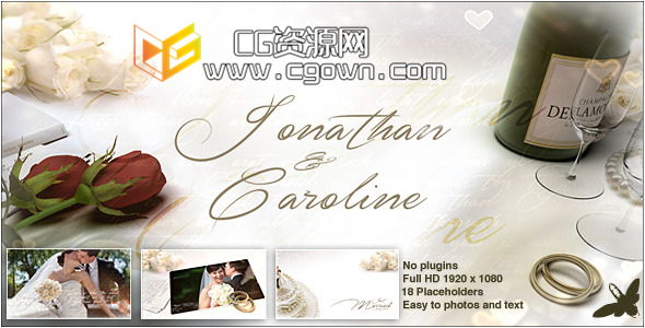 唯美優(yōu)雅白色婚禮 婚紗相冊(cè) Videohive White Wedding AE模板