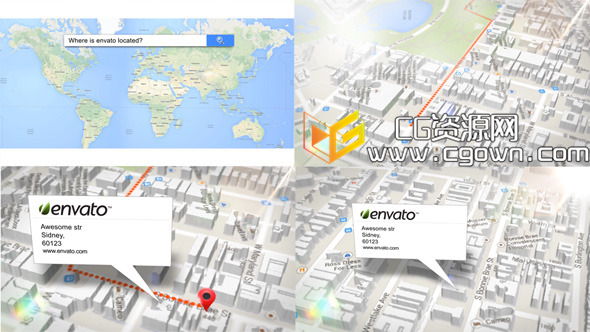 三维地图生成器 公司位置展示 Videohive 3d Map Generator AE模板