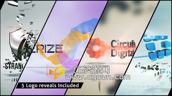 公司标志5种独特优雅动画 Videohive Corporate Logo XV Clean Effects AE模板