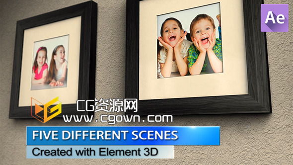 照片墻圖庫 3D相框紀念日照片 Videohive Photo Wall Gallery 5909183 AE模板