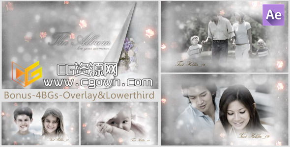 純白回憶相冊(cè) 情人節(jié)婚禮愛情家庭畢業(yè)幻燈片 Videohive The Album 3884563 AE模板