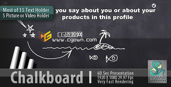 黑板簡介 素描書寫宣傳 Videohive Chalkboard Profile 922542 AE模板