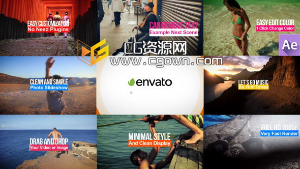 时尚动感简单旅行包装动态宣传 Videohive Clean And Simple Slideshow AE模板