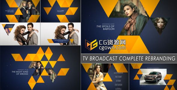 形象品牌电视包装 时尚三角形动画 Videohive TV Broadcast Complete Rebranding AE模板