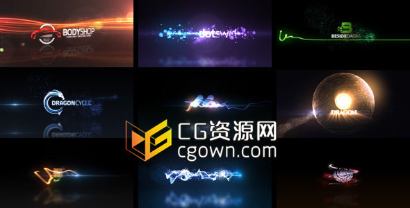 發(fā)光粒子精力充沛多種標志揭示動畫集合Quick Logo Sting Pack 04: Glowing Particles AE模板