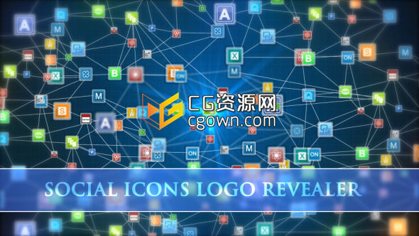 社交网络图标标志动画 应用程序广告 Videohive Social Icons Logo Revealer AE模板