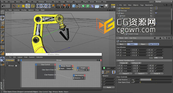 c4d机械手臂骨骼绑定动画教程 Mograph Techniques Rigging a Robot Arm in CINEMA 4D