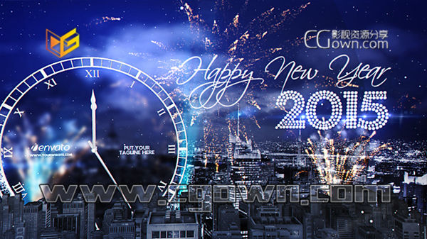 AE模板-优雅现代都市夜晚的气氛庆祝除夕2015新年快乐倒计时工程