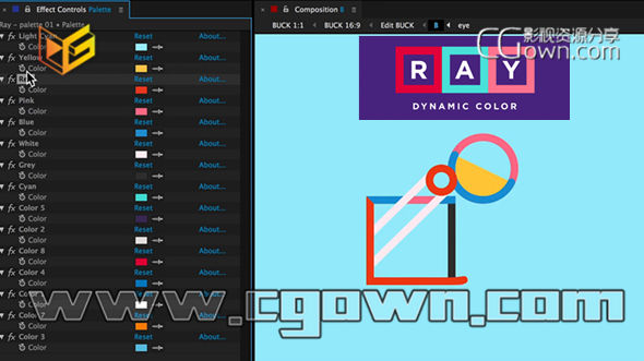 Ray Dynamic Color v2.5.8 AE脚本下载安装MG智能色彩搭配工具