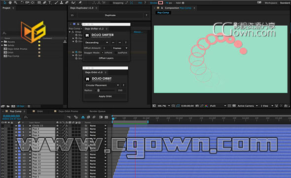 AE腳本 多種圖形運(yùn)動(dòng)集成強(qiáng)大表達(dá)式 CreativeDojo Dojo Orbit Script v1.1 帶使用教程